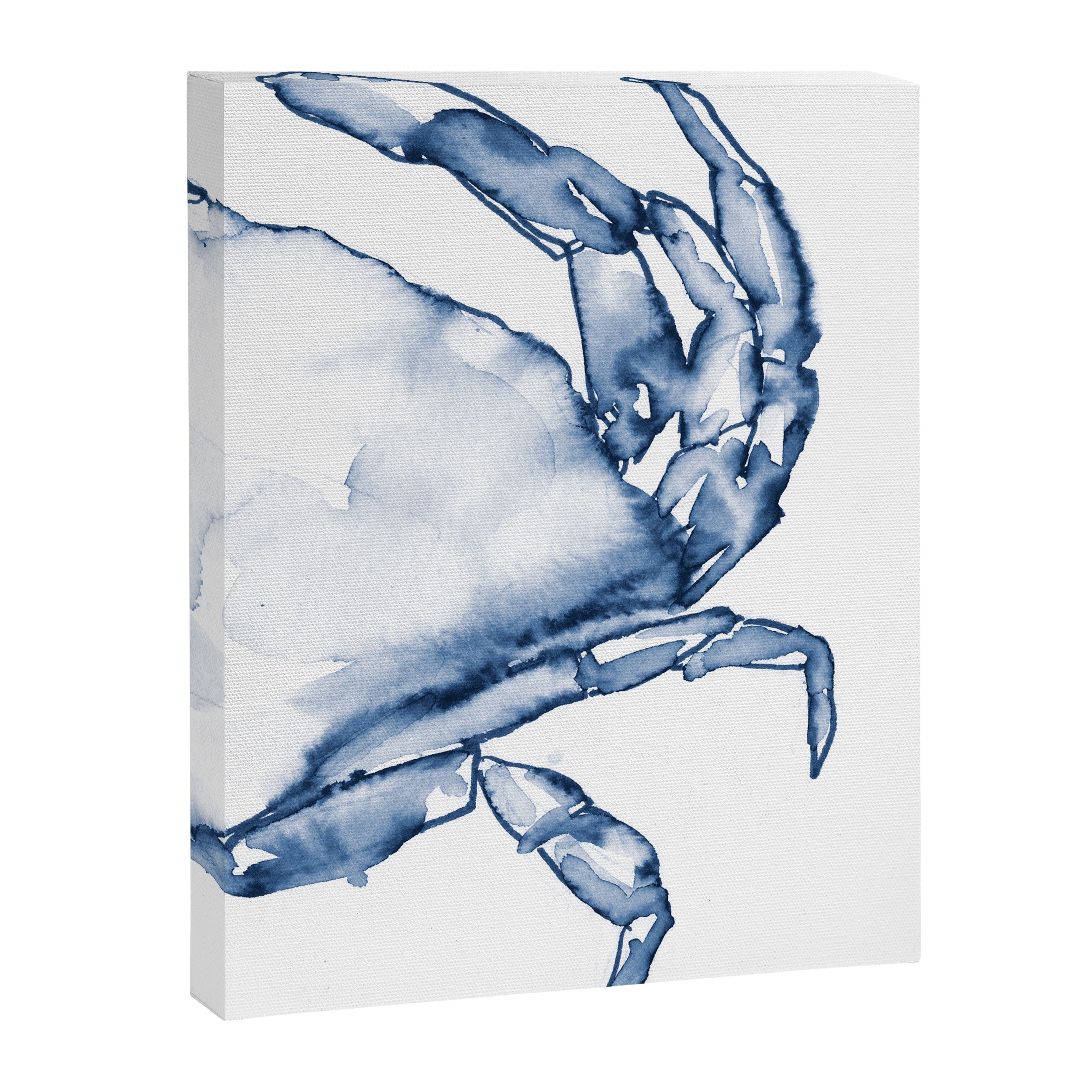 Coastal Crab in Watercolor, Navy Blue (Right Half in Set) Canvas Print Gallery Image 8