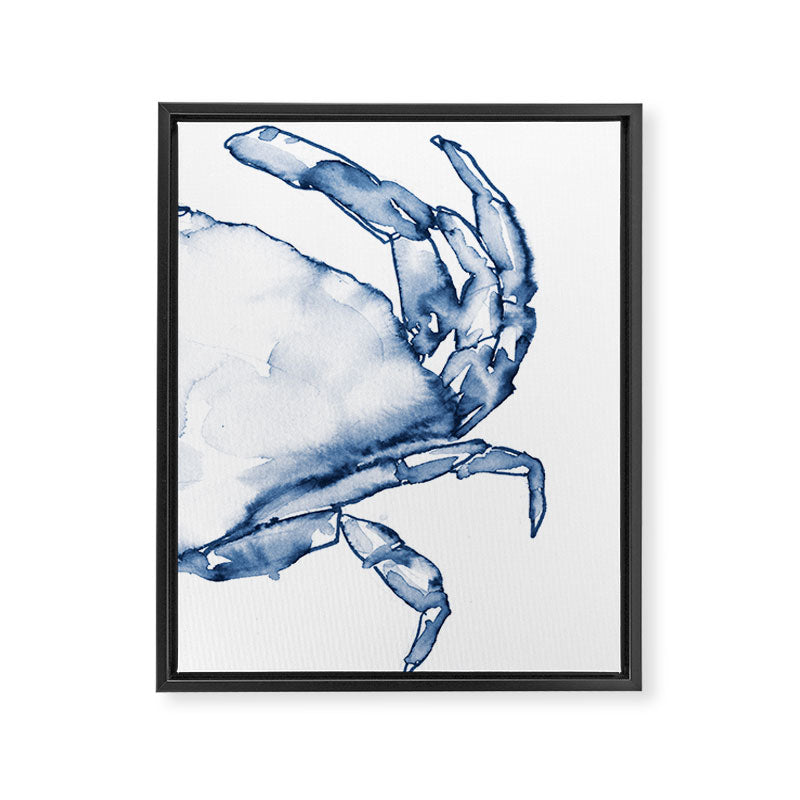 Coastal Crab in Watercolor, Navy Blue (Right Half in Set) Framed Canvas Print Gallery Image 8