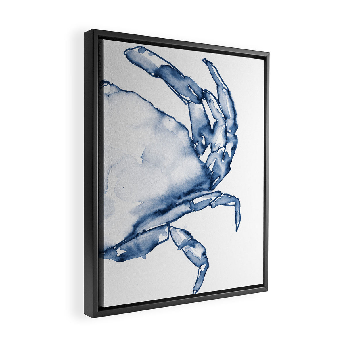 Coastal Crab in Watercolor, Navy Blue (Right Half in Set) Framed Canvas Print Gallery Image 2