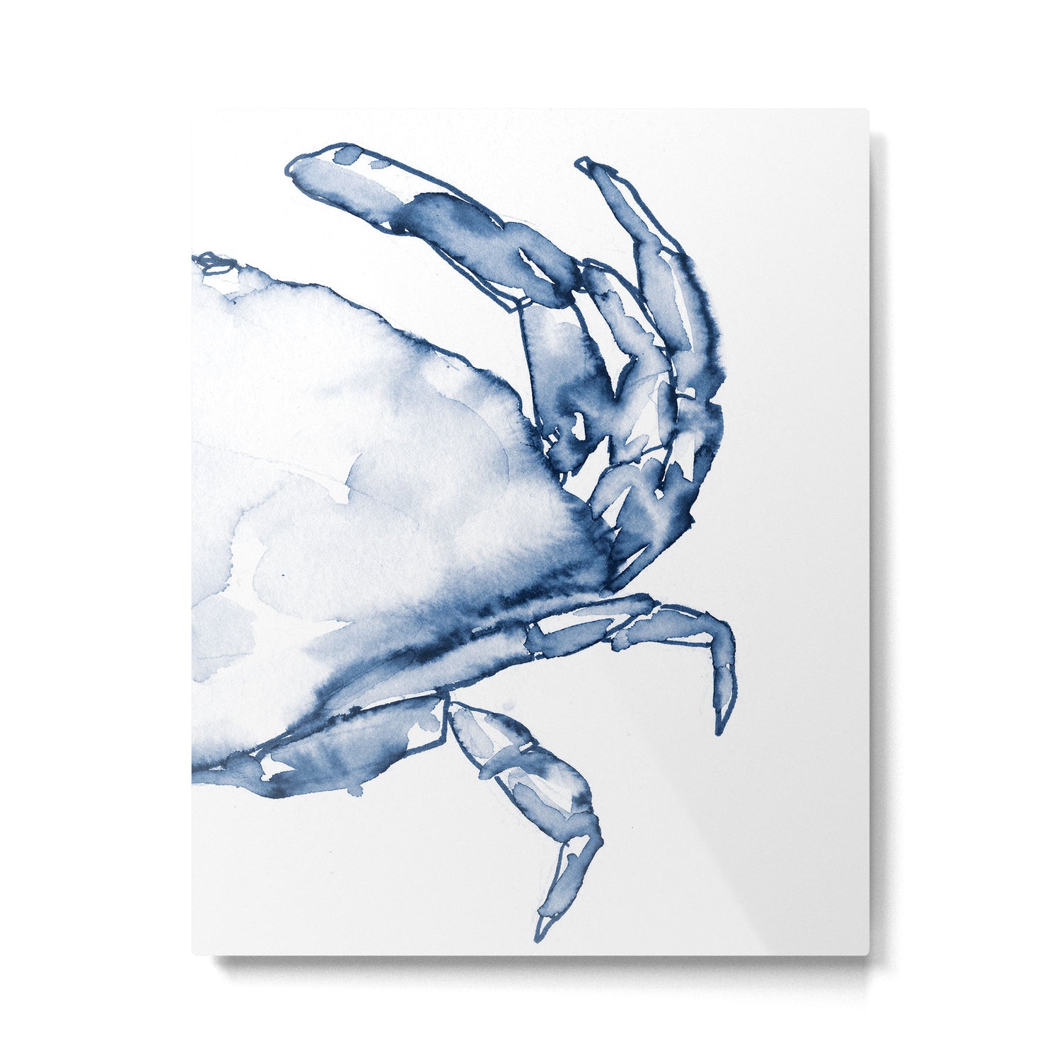 Coastal Crab in Watercolor, Navy Blue (Right Half in Set) Metal Print Gallery Image 6