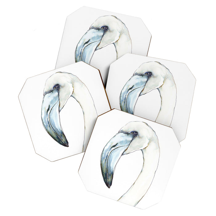 Flamingo Portrait in Blue and Ivory Coaster Gallery Image 1
