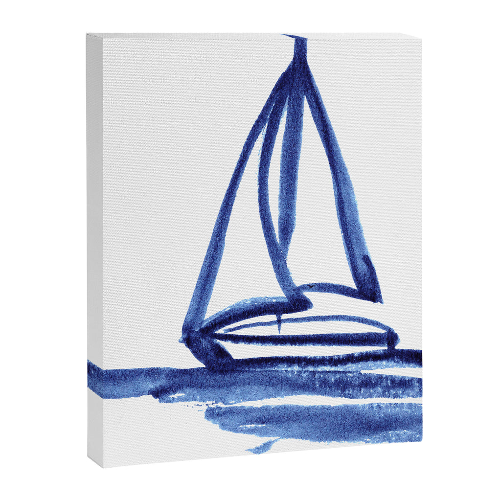 Sailboat in Blue Ink (Second in Set of Three) Canvas Print Gallery Image 8