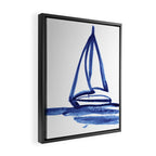 Sailboat in Blue Ink (Second in Set of Three) Framed Canvas Print Gallery Image 2