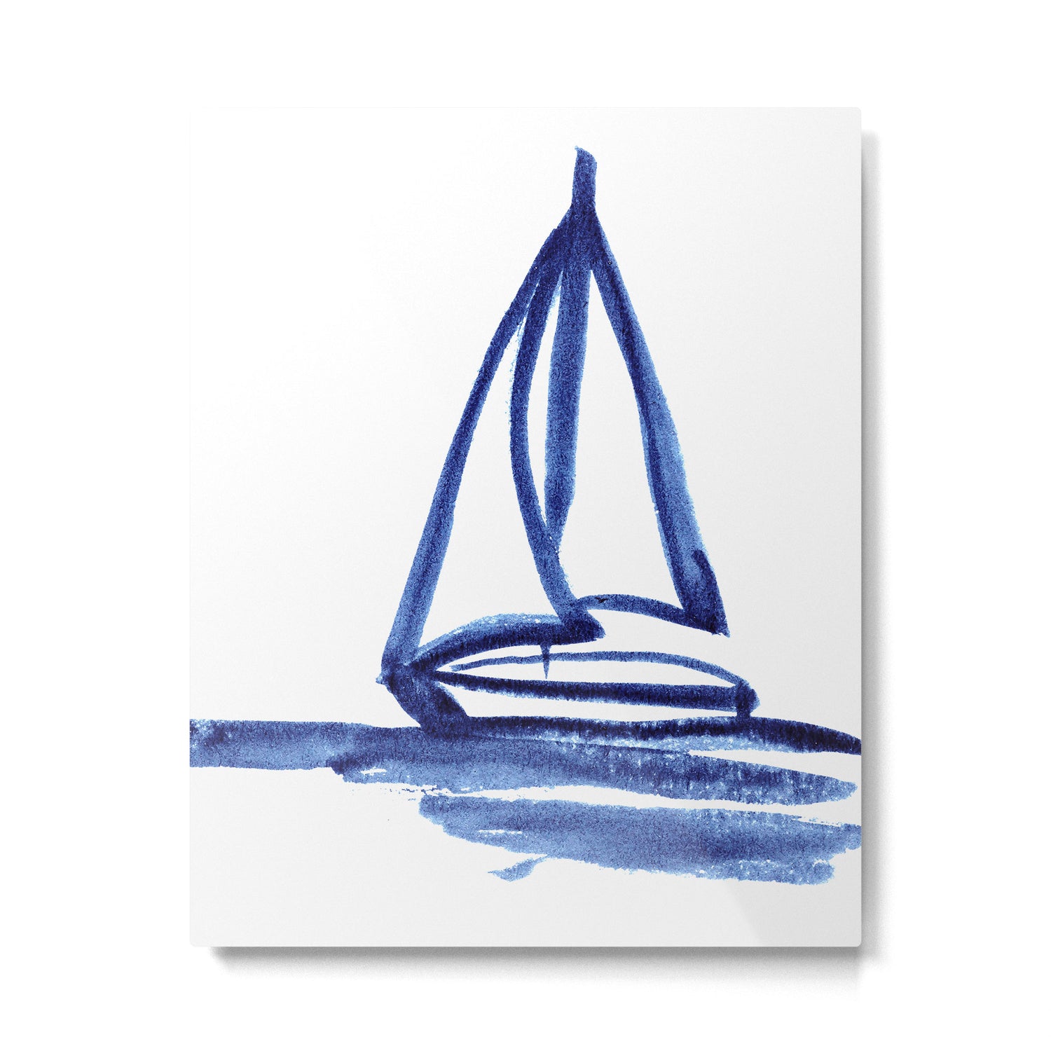 Sailboat in Blue Ink (Second in Set of Three) Metal Print Gallery Image 6