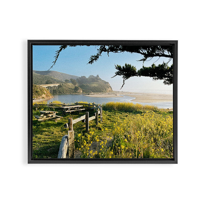 Coastal California Sunset With Wildflowers Framed Canvas Print Gallery Image 12