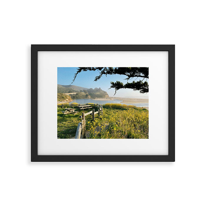Coastal California Sunset With Wildflowers Framed Art Print Gallery Image 1