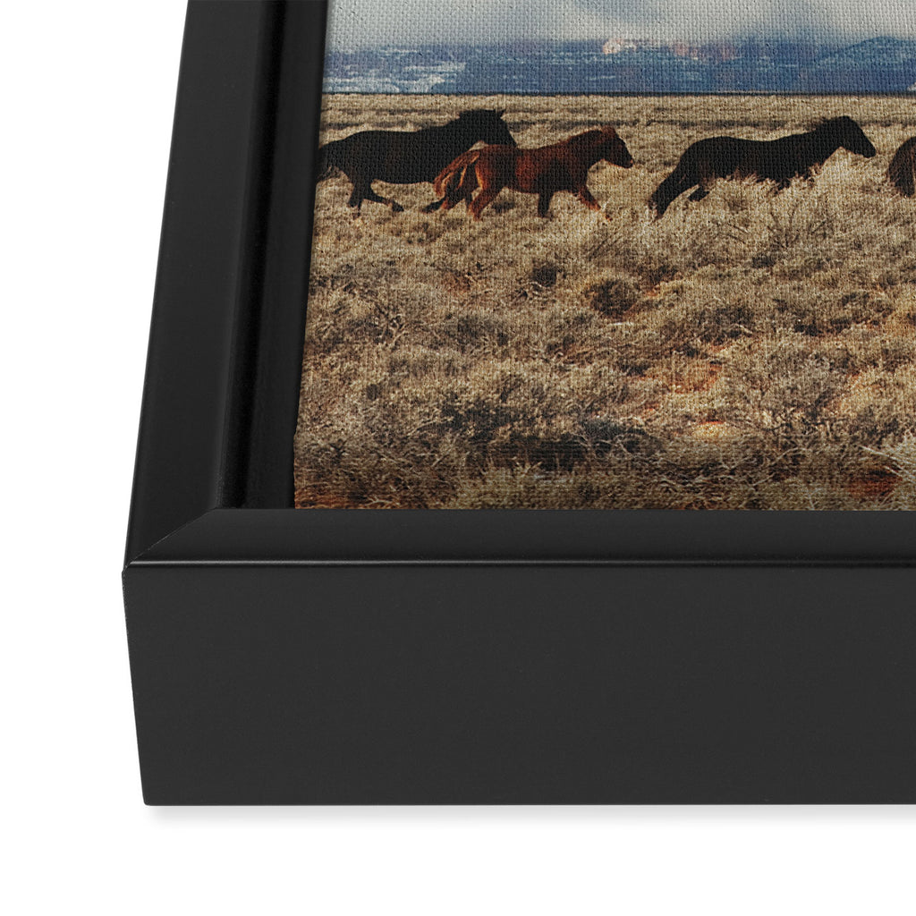 Running Reservation Horses Framed Canvas Print Gallery Image 3