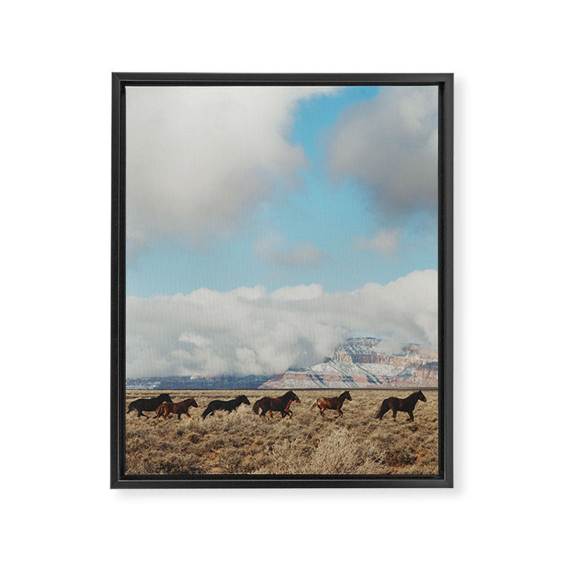 Running Reservation Horses Framed Canvas Print Gallery Image 6