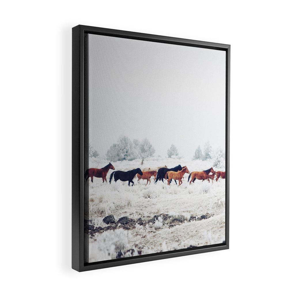 Winter Horse Herd Framed Canvas Print Gallery Image 2