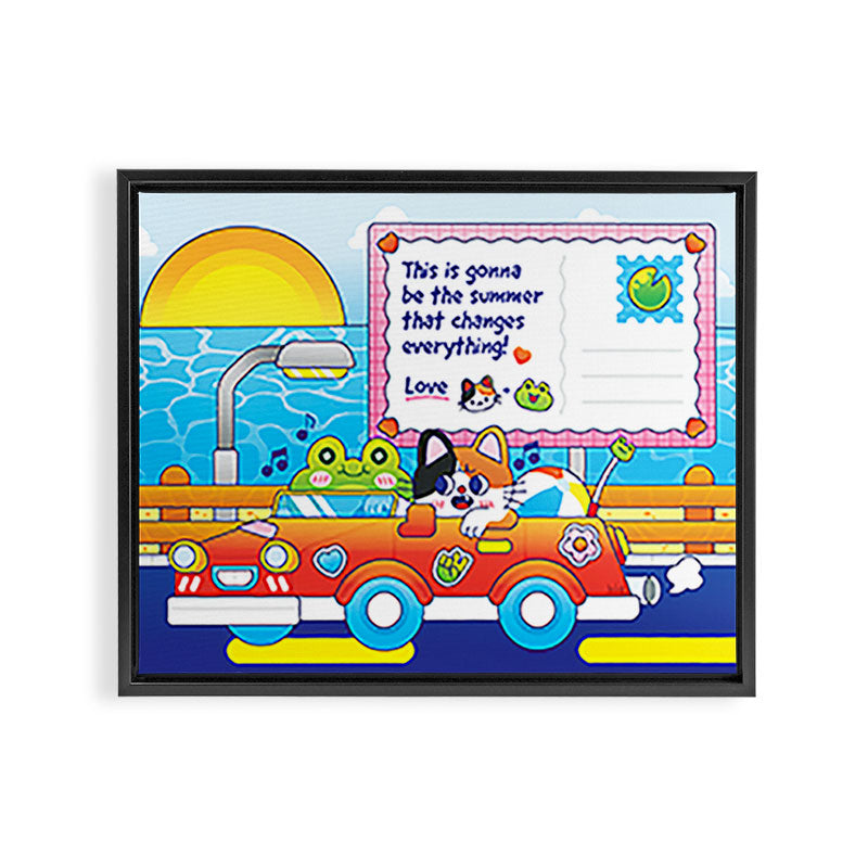 Kidnichols Froggy Roadtrip Art Print Framed Canvas Print Gallery Image 2