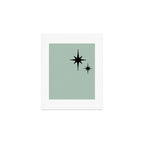 1950s Atomic Age Minimalist Starburst Pair in Black and 50s Celadon Teal Solid Art Print Gallery Image 1