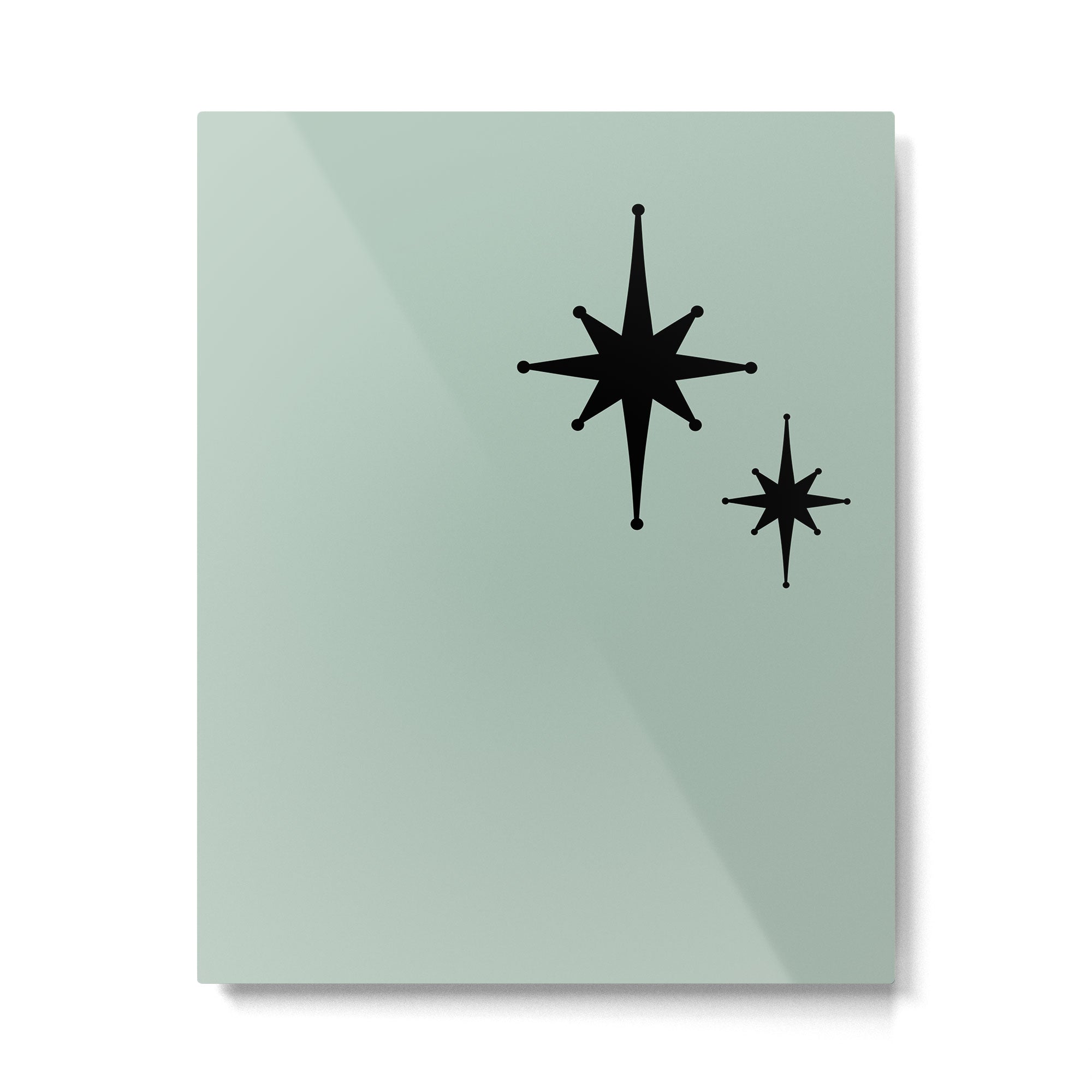 1950s Atomic Age Minimalist Starburst Pair in Black and 50s Celadon Teal Solid Metal Print Gallery Image 4