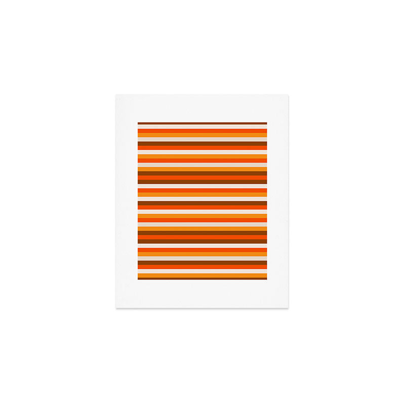 70s Fine Stripes in Retro Orange and Brown Art Print Gallery Image 1