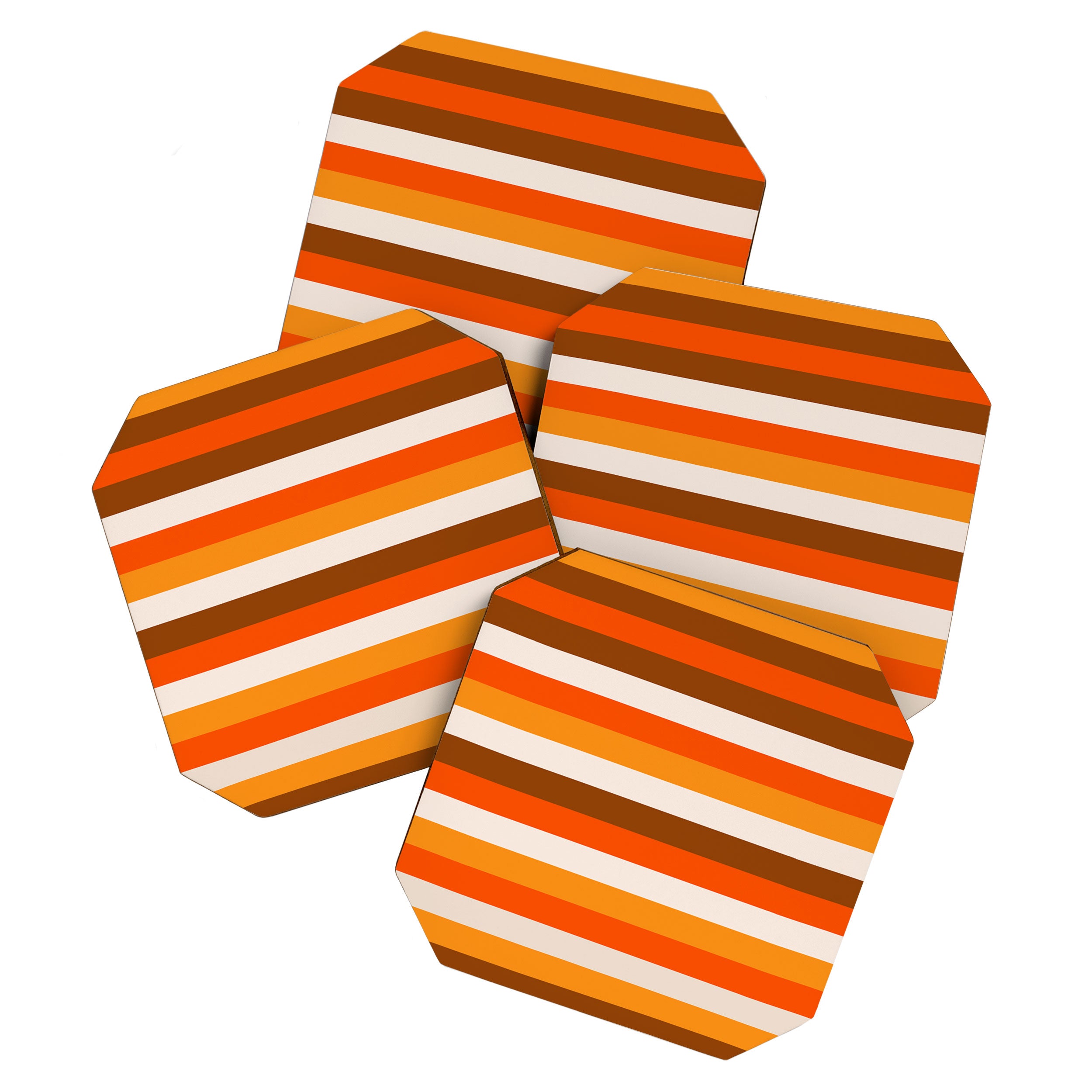 70s Fine Stripes in Retro Orange and Brown Coaster Gallery Image 1