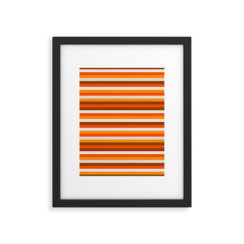70s Fine Stripes in Retro Orange and Brown Framed Art Print Gallery Image 6