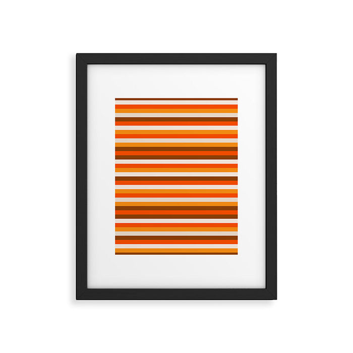 70s Fine Stripes in Retro Orange and Brown Framed Art Print Gallery Image 1