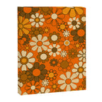 70s Retro Floral Pattern Groovy Garden Flowers in Orange and Brown Canvas Print Gallery Image 8