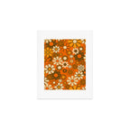 70s Retro Floral Pattern Groovy Garden Flowers in Orange and Brown Art Print Gallery Image 1