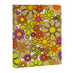 70s Retro Flowers Gingham Floral Pattern Orange Yellow Cream Canvas Print Gallery Image 8