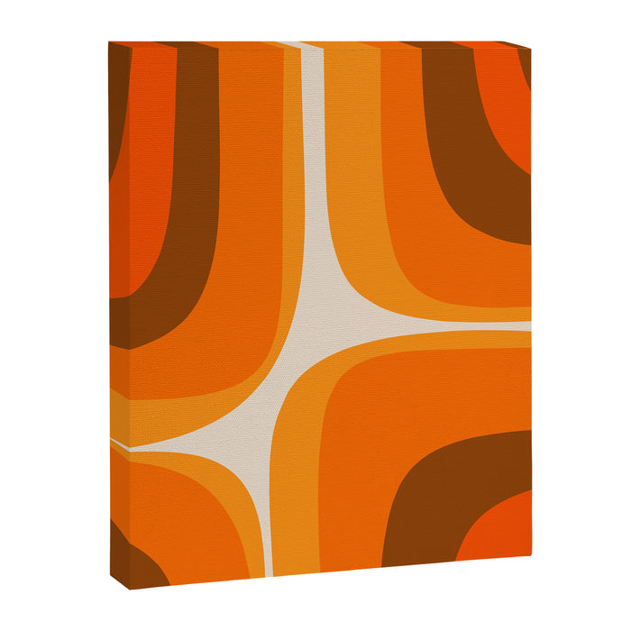 70s Retro Groove Minimalist Mid Century Modern Abstract in 1970s Brown and Orange Canvas Print Gallery Image 1