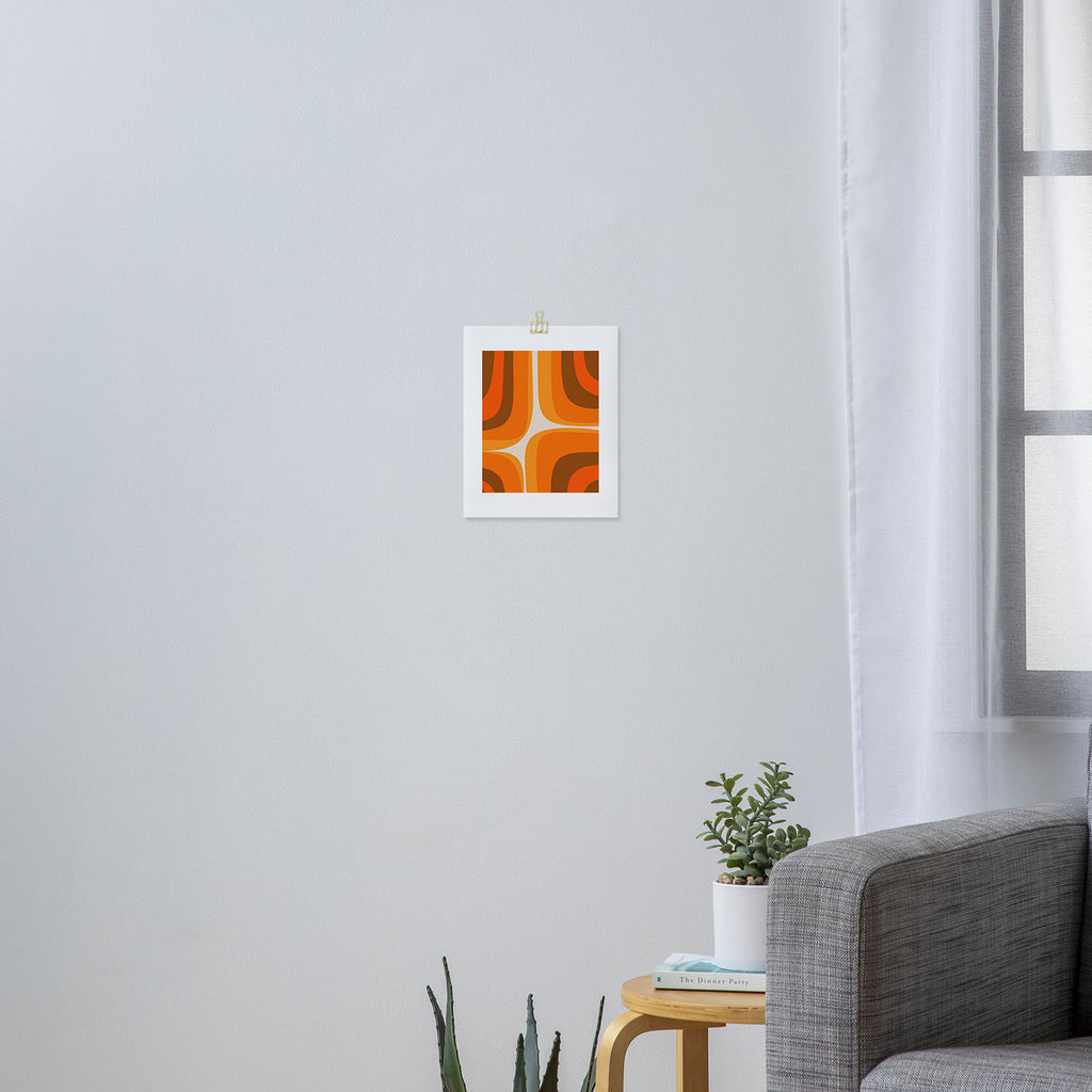 70s Retro Groove Minimalist Mid Century Modern Abstract in 1970s Brown and Orange Art Print Gallery Image 3