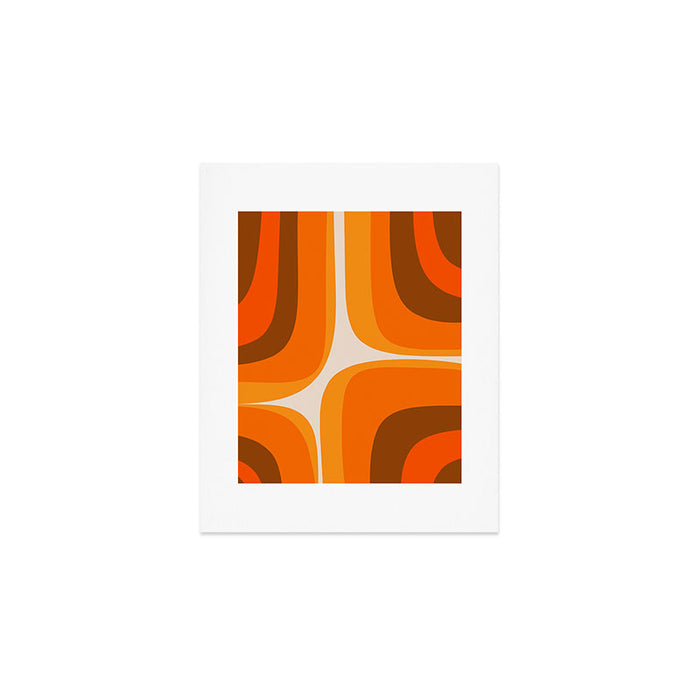 70s Retro Groove Minimalist Mid Century Modern Abstract in 1970s Brown and Orange Art Print Gallery Image 1