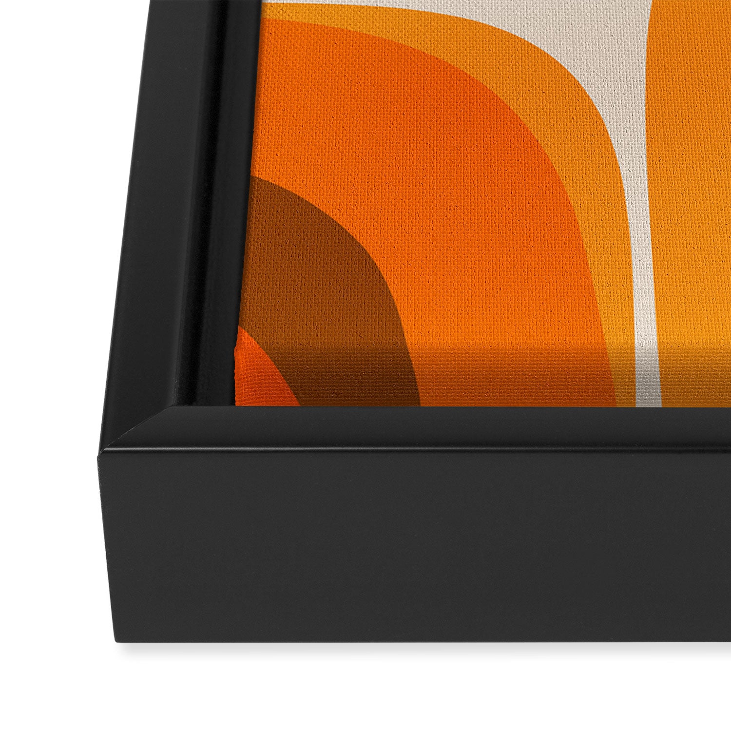 70s Retro Groove Minimalist Mid Century Modern Abstract in 1970s Brown and Orange Framed Canvas Print Gallery Image 3