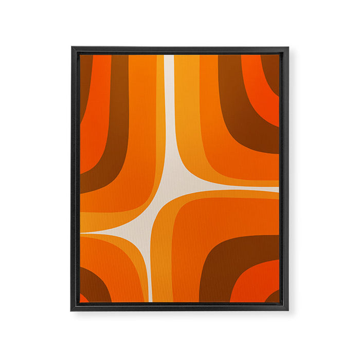 70s Retro Groove Minimalist Mid Century Modern Abstract in 1970s Brown and Orange Framed Canvas Print Gallery Image 1