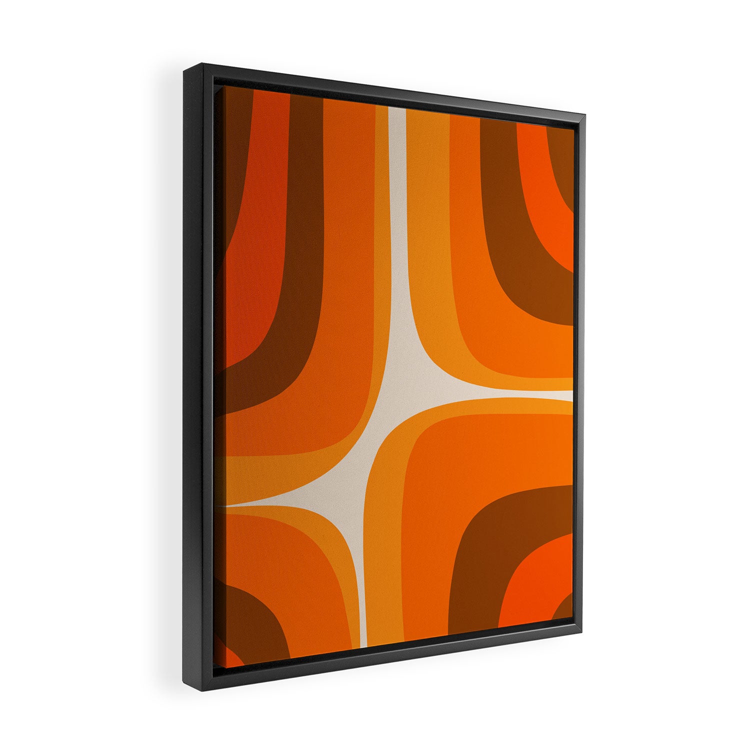 70s Retro Groove Minimalist Mid Century Modern Abstract in 1970s Brown and Orange Framed Canvas Print Gallery Image 2