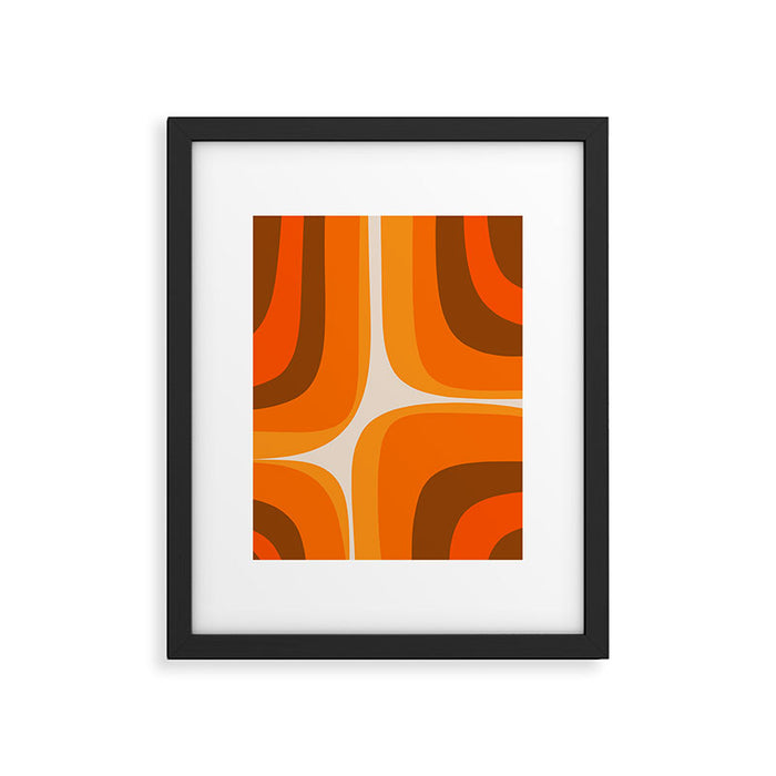 70s Retro Groove Minimalist Mid Century Modern Abstract in 1970s Brown and Orange Framed Art Print Gallery Image 1