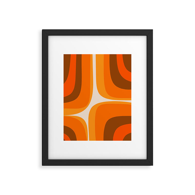 70s Retro Groove Minimalist Mid Century Modern Abstract in 1970s Brown and Orange Framed Art Print Gallery Image 5