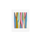 Abstract Eclectic Wild Stripes Pattern in Blue Pink Avocado Brown Art Print Gallery Image 1