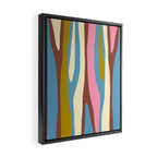 Abstract Eclectic Wild Stripes Pattern in Blue Pink Avocado Brown Framed Canvas Print Gallery Image 2
