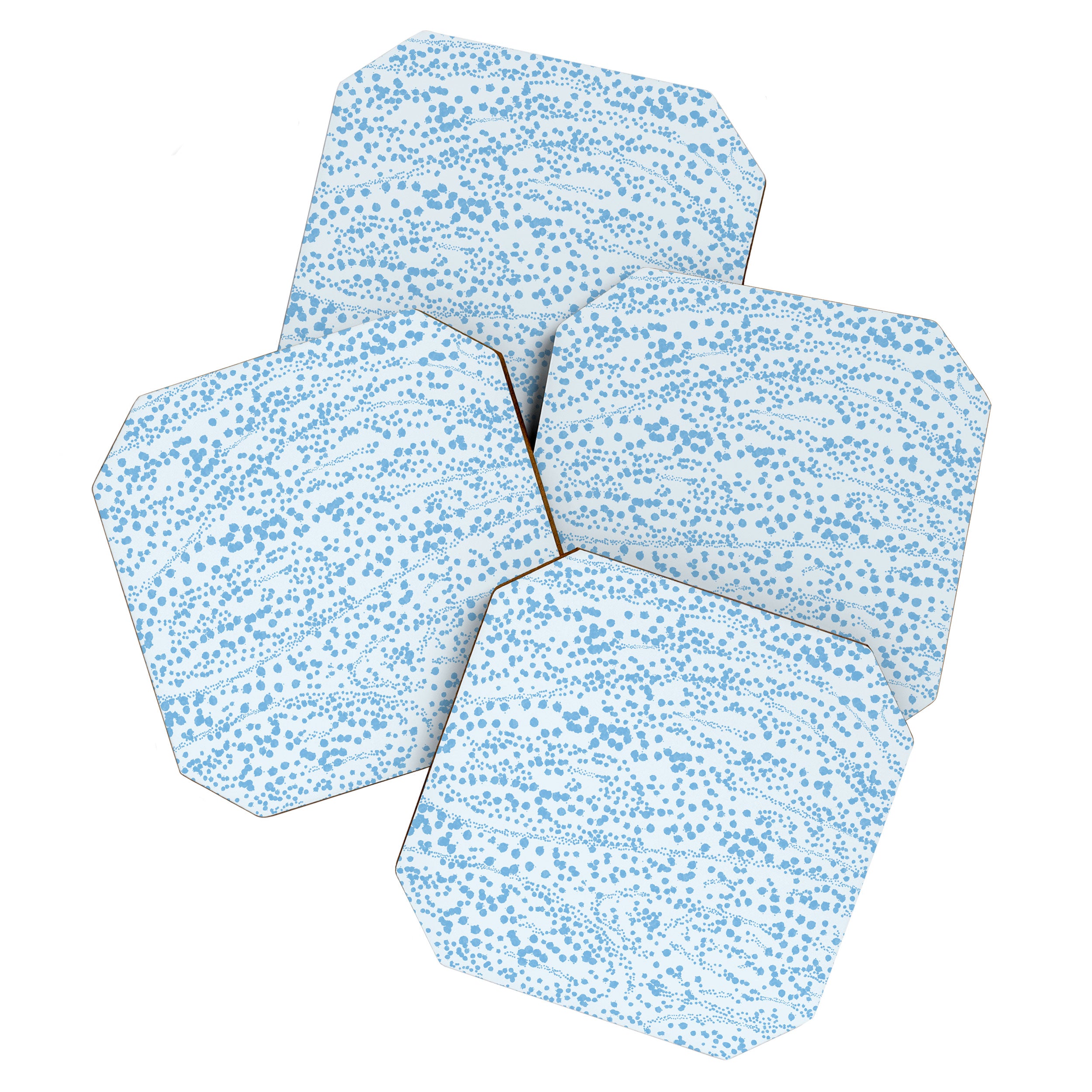  Abstract Ink Blot Strata Pattern in Ice Blue Coaster Gallery Image 1