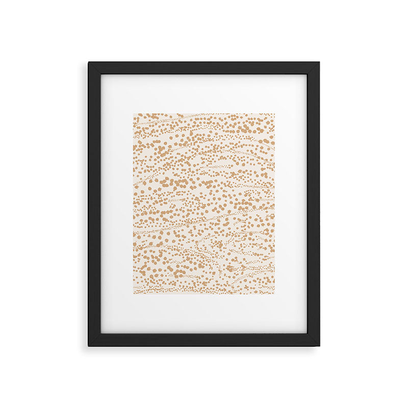 Abstract Ink Blot Strata Pattern in Neutral Camel Beige Framed Art Print Gallery Image 6