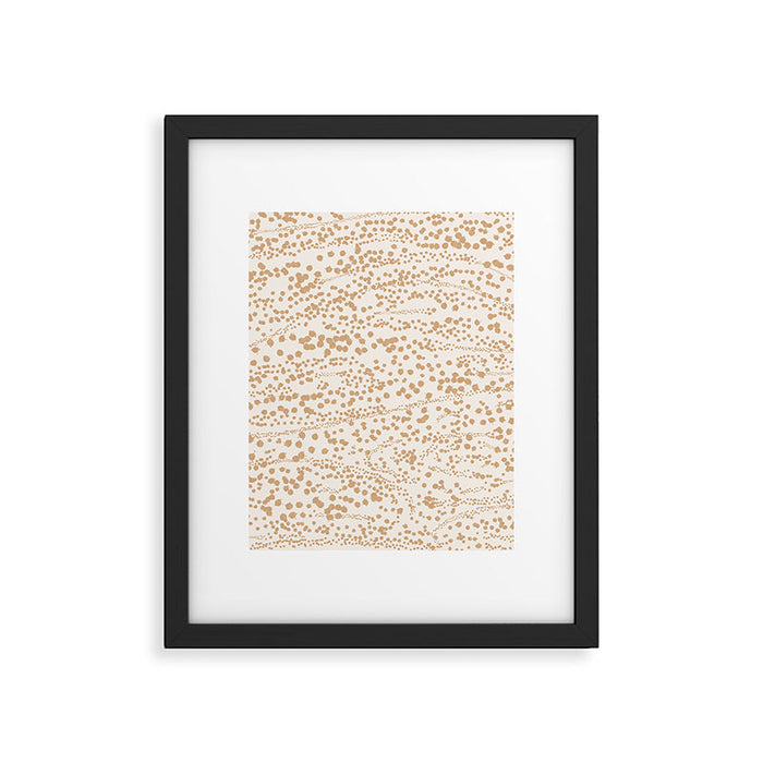 Abstract Ink Blot Strata Pattern in Neutral Camel Beige Framed Art Print Gallery Image 1