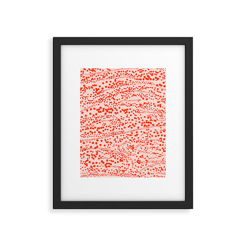 Abstract Ink Blot Strata Pattern in Persimmon Orange Framed Art Print Gallery Image 6
