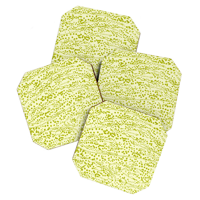 Abstract Ink Blot Strata Pattern in Wasabi Green Coaster Gallery Image 1