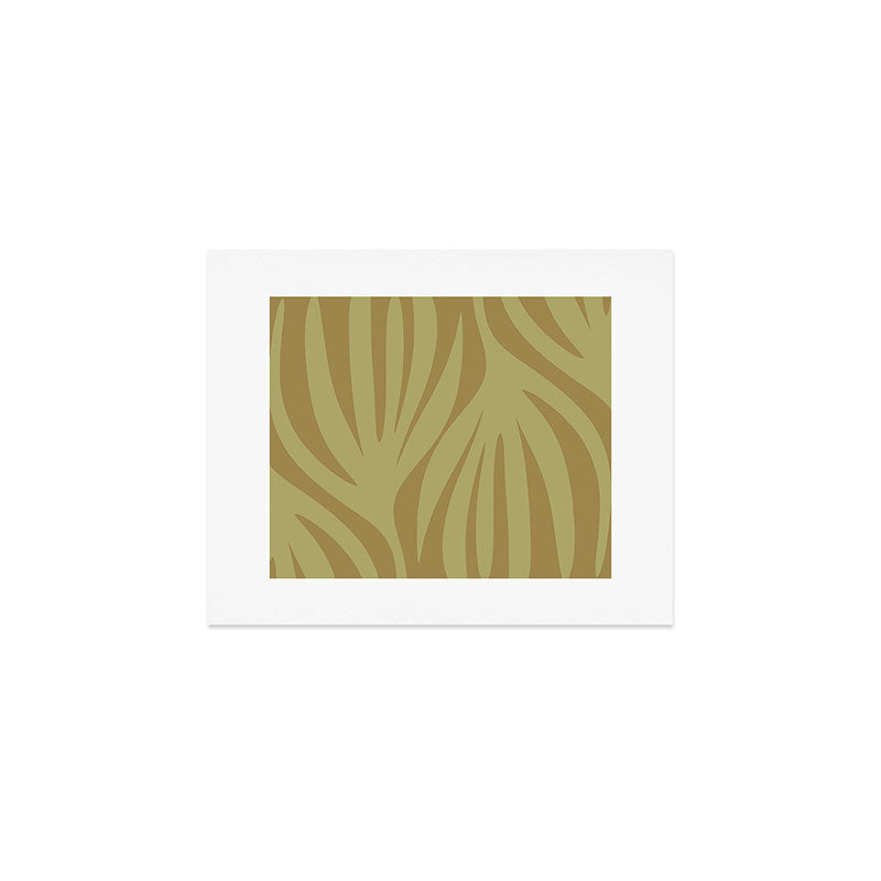 Abstract Maldives Leaves Minimalist Pattern in Olive Art Print Gallery Image 1