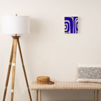 Abstract Minimalist Mid Century Modern Tiki Pattern in Cobalt Blue and Beige Canvas Print Gallery Image 2