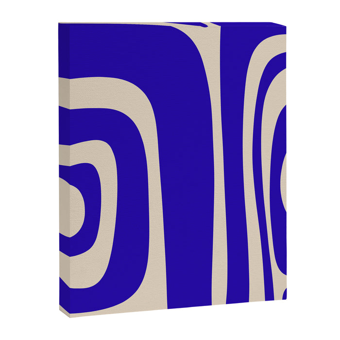 Abstract Minimalist Mid Century Modern Tiki Pattern in Cobalt Blue and Beige Canvas Print Gallery Image 1
