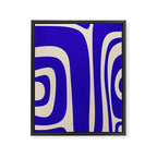 Abstract Minimalist Mid Century Modern Tiki Pattern in Cobalt Blue and Beige Framed Canvas Print Gallery Image 6