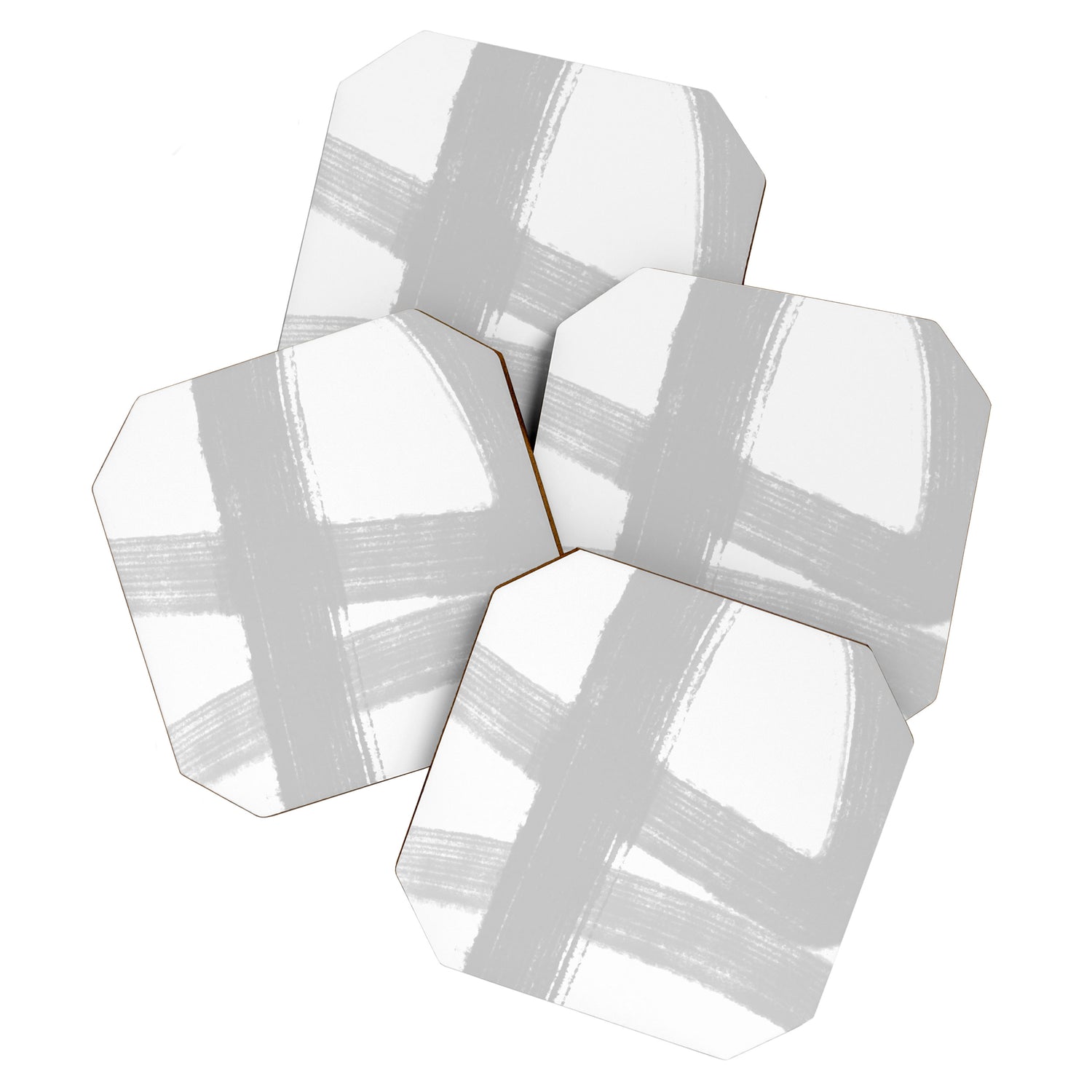 Abstract Minimalist Painted Brushstrokes 1 in Light Gray Coaster Gallery Image 1