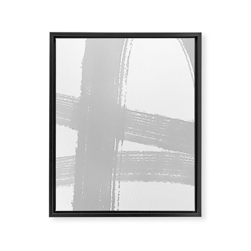 Abstract Minimalist Painted Brushstrokes 1 in Light Gray Framed Canvas Print Gallery Image 8