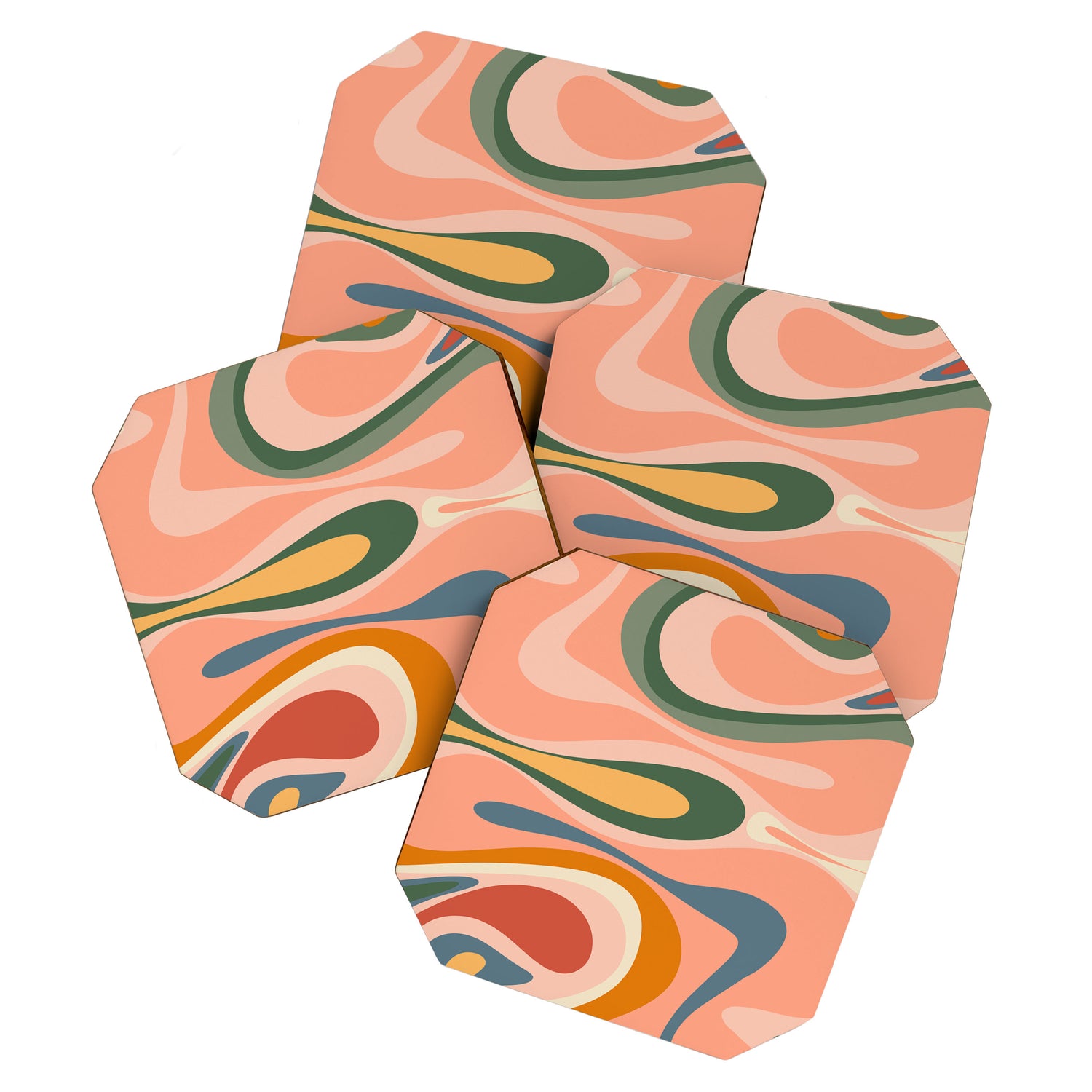 Abstract Mod Thang Multicolor Retro Modern Abstract Pattern Coaster Gallery Image 1