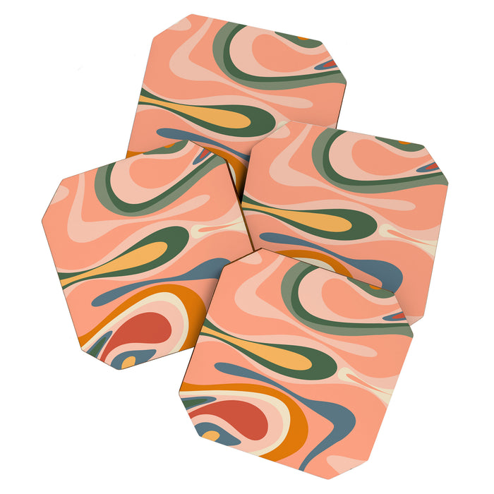 Abstract Mod Thang Multicolor Retro Modern Abstract Pattern Coaster Gallery Image 1