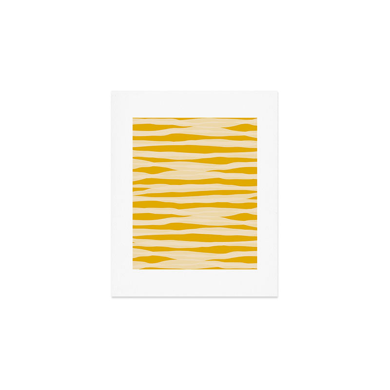 Abstract Organic Stripes Pattern in Mustard Yellow Art Print Gallery Image 1