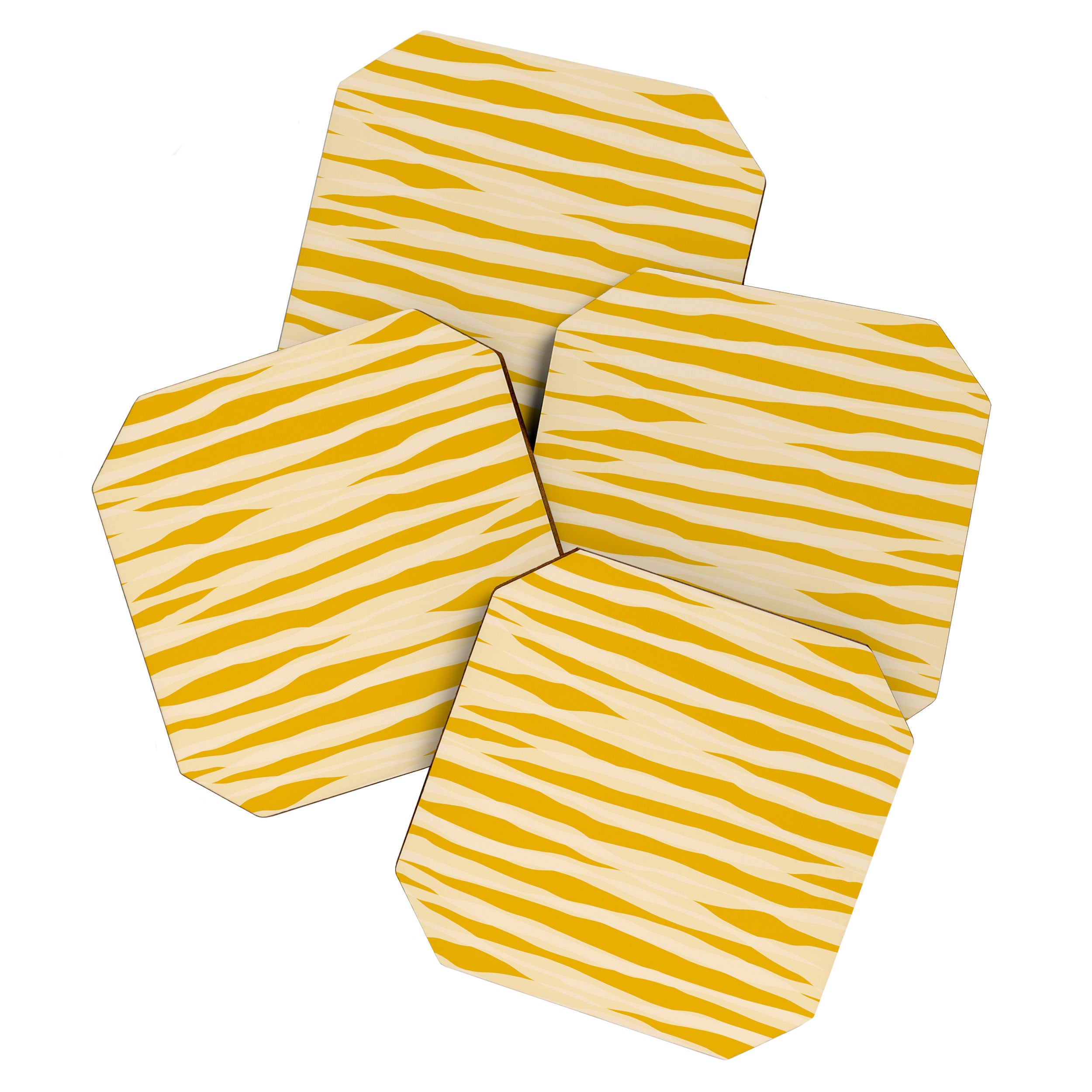 Abstract Organic Stripes Pattern in Mustard Yellow Coaster Gallery Image 1