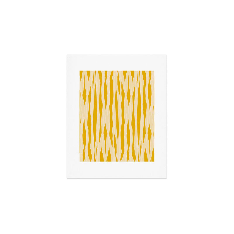 Abstract Organic Stripes Vertical Pattern in Mustard Yellow Art Print Gallery Image 1