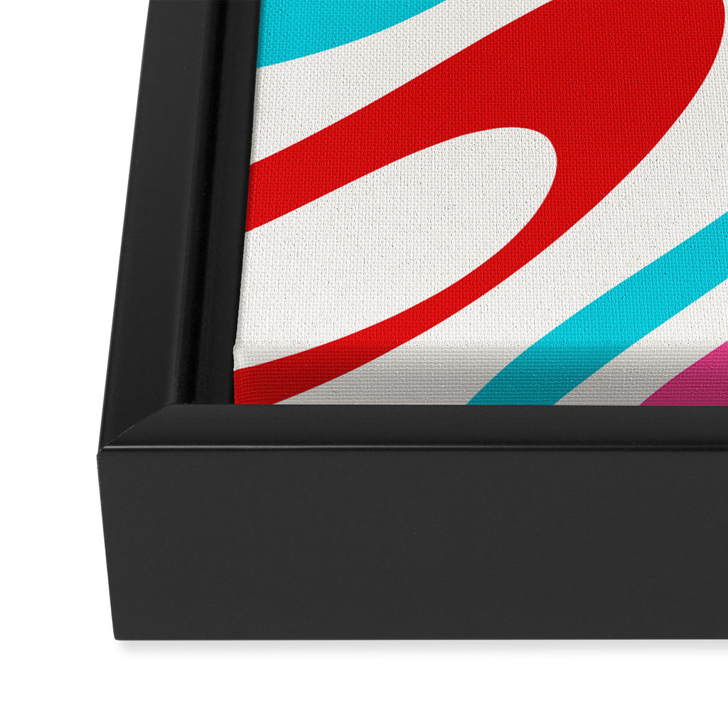 Abstract Wavy Loops Colorful Whimsical Retro Modern Pattern Framed Canvas Print Gallery Image 3